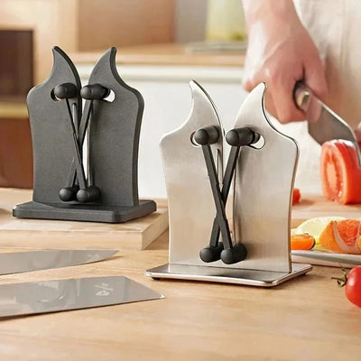 Sharpen kitchen knives safely with this easy-to-use chef knife sharpener tool.