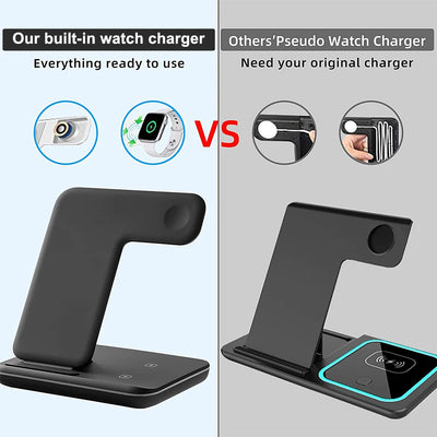 3 in 1 Multifunctional Wireless Charger Stand For iPhone 14 13 Pro Max Airpods AppleWatch Charger Dock 15W Fast Charging Station