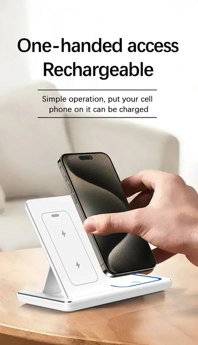 3 in 1 Desktop Wireless Charger Foldable Fast Phone Charge Station For iPhone 16 15 14 13 12 Apple Watch 10/9/8/7/6 AirPods 3/2