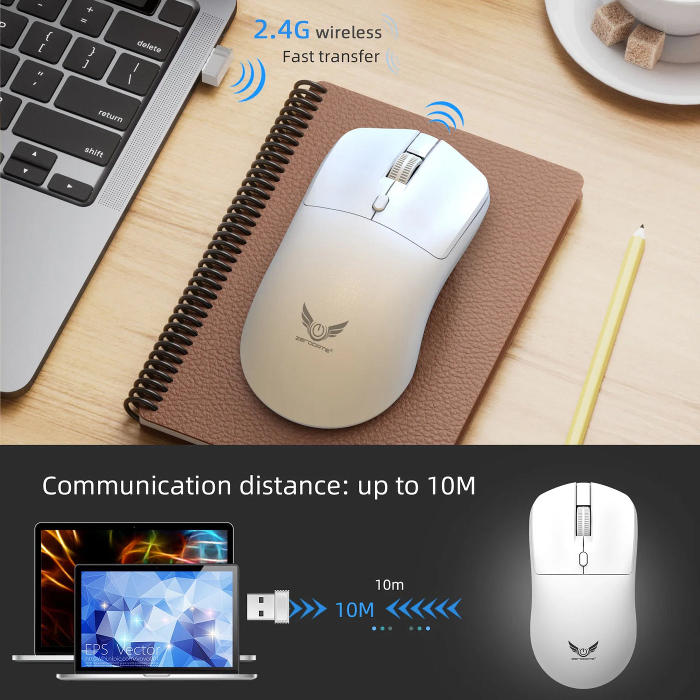 Bluetooth mouse with 6 quiet buttons for MacBook