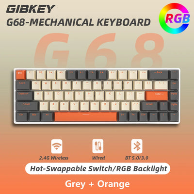 65% wireless mechanical keyboard with hot-swappable keys for DIY.