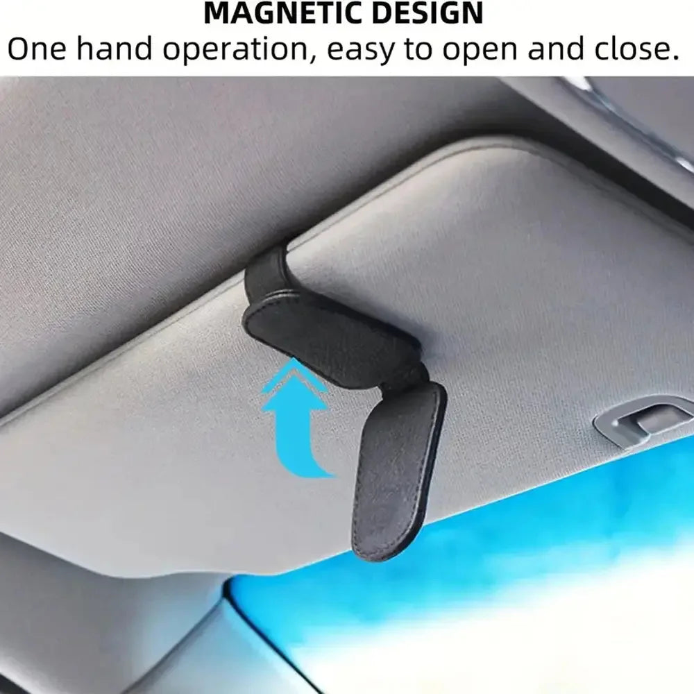 Magnetic visor clip keeps your sunglasses within easy reach.