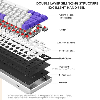Wireless and Bluetooth mechanical keyboard with RGB for gaming setups.