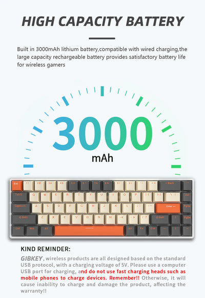 Wireless G68 keyboard for gaming with RGB and swappable keys.