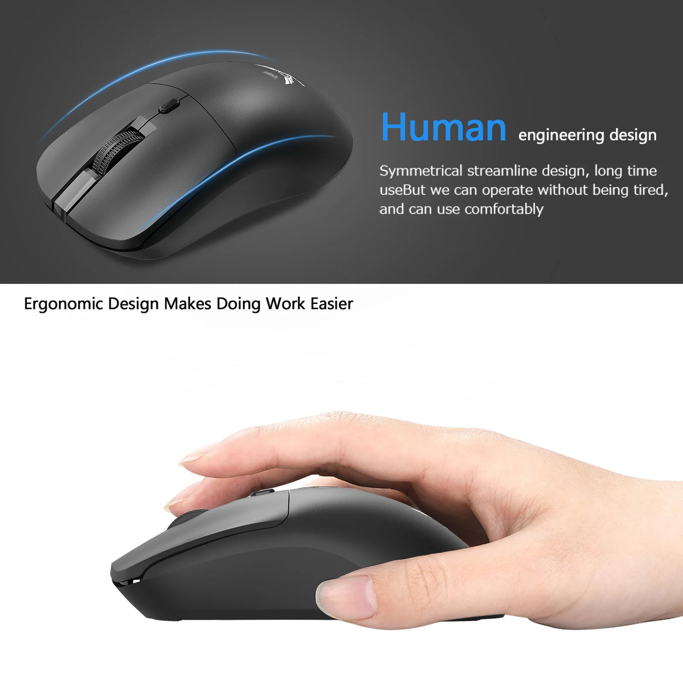 Wireless ergonomic mouse for laptops with DPI control