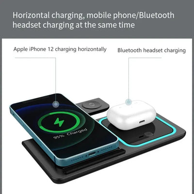 3 in 1 Desktop Wireless Charger Foldable Fast Phone Charge Station For iPhone 16 15 14 13 12 Apple Watch 10/9/8/7/6 AirPods 3/2