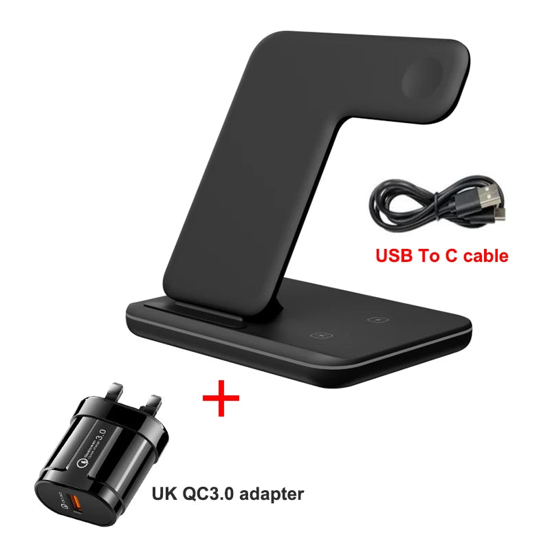 3 in 1 Multifunctional Wireless Charger Stand For iPhone 14 13 Pro Max Airpods AppleWatch Charger Dock 15W Fast Charging Station