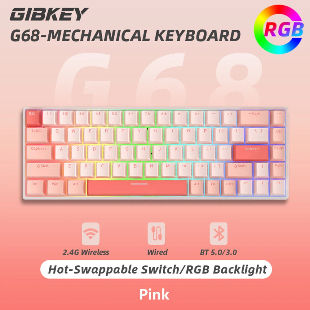 Portable mechanical keyboard with 65% layout, hot-swap, and RGB.