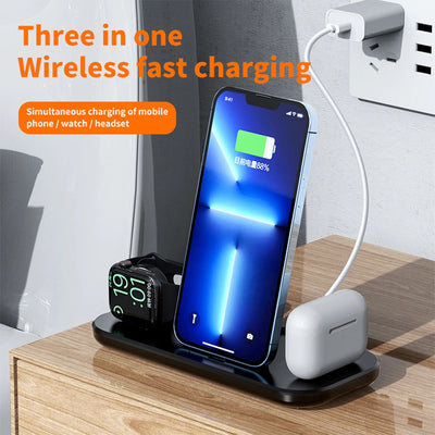 3 in 1 Multifunctional Wireless Charger Stand For iPhone 14 13 Pro Max Airpods AppleWatch Charger Dock 15W Fast Charging Station