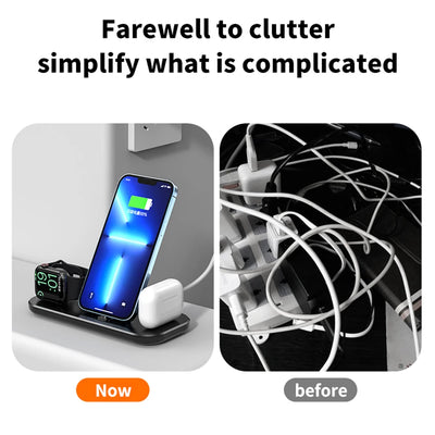 3 in 1 Multifunctional Wireless Charger Stand For iPhone 14 13 Pro Max Airpods AppleWatch Charger Dock 15W Fast Charging Station
