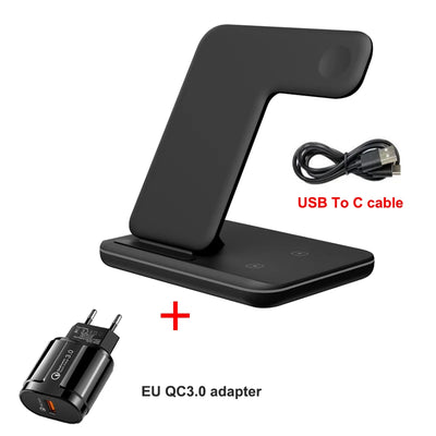 3 in 1 Multifunctional Wireless Charger Stand For iPhone 14 13 Pro Max Airpods AppleWatch Charger Dock 15W Fast Charging Station