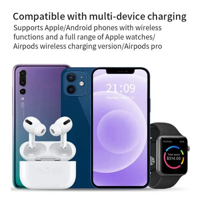 3 in 1 Desktop Wireless Charger Foldable Fast Phone Charge Station For iPhone 16 15 14 13 12 Apple Watch 10/9/8/7/6 AirPods 3/2