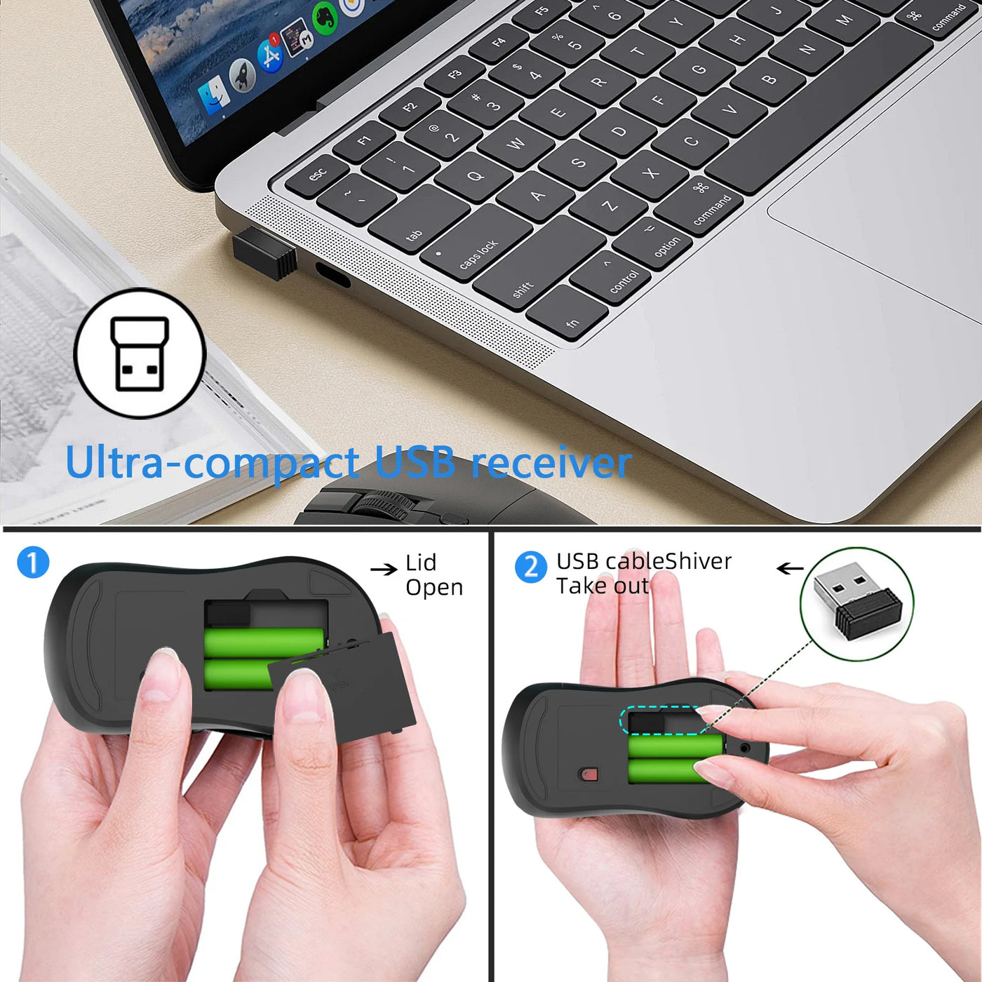 Bluetooth mouse with 6 mute buttons ergonomic design